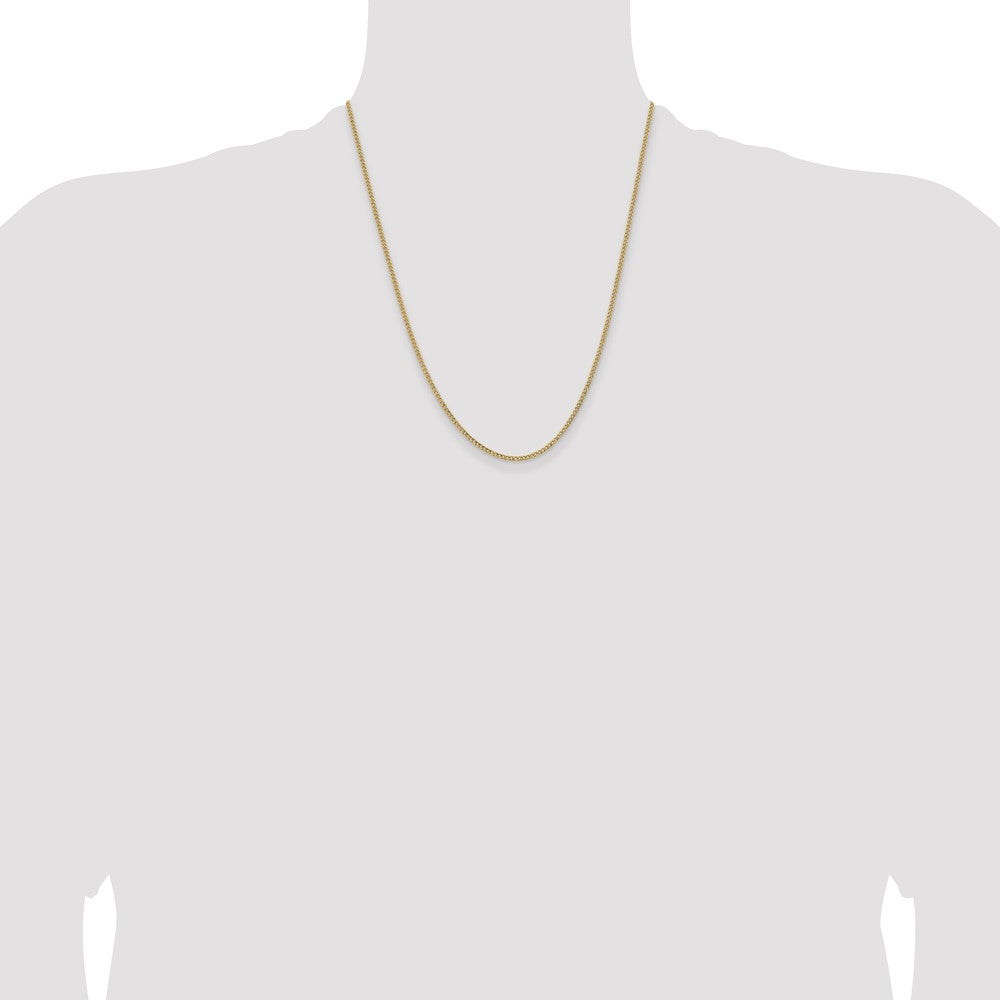 14K Yellow Gold 22 inch 1.85mm Semi-Solid Curb with Lobster Clasp Chain Necklace