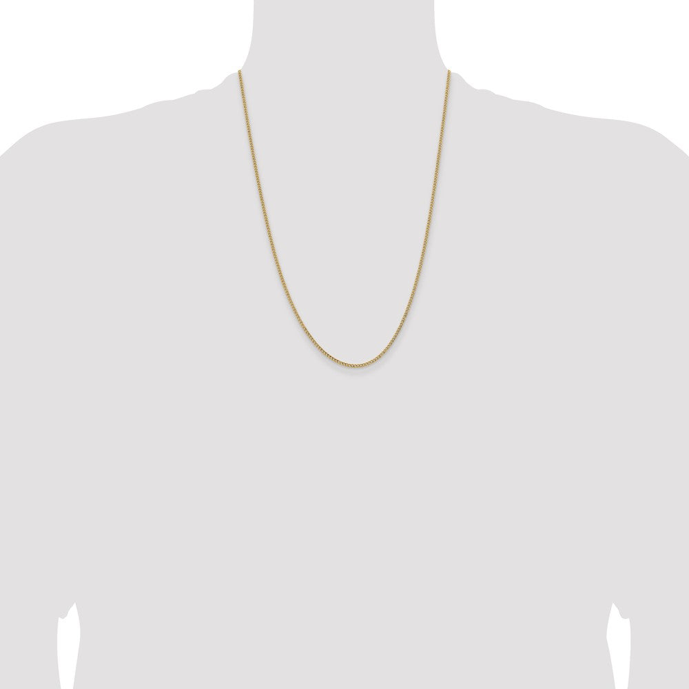 14K Yellow Gold 24 inch 1.85mm Semi-Solid Curb with Lobster Clasp Chain Necklace