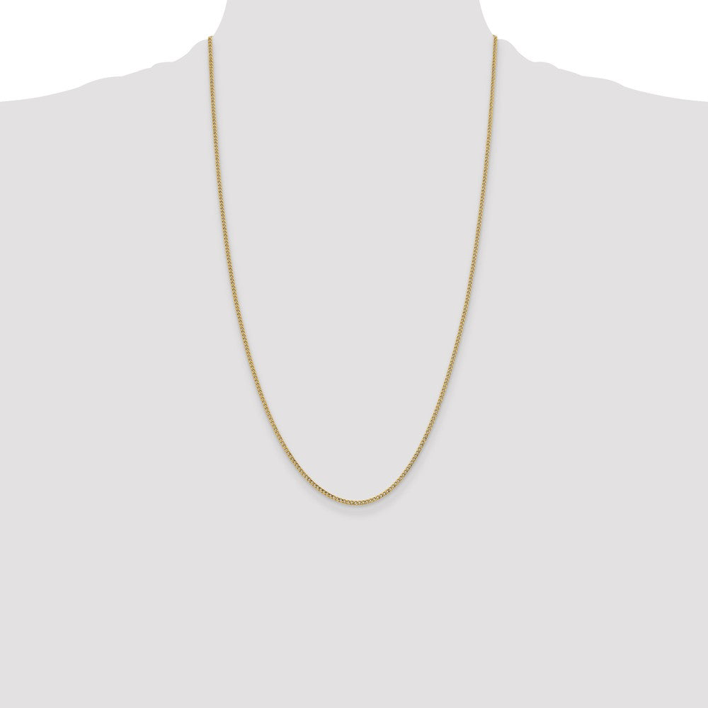 14K Yellow Gold 1.85mm Semi-Solid Curb Chain Necklace