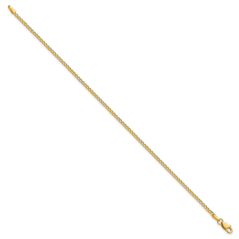 14K Yellow Gold 7 inch 1.85mm Semi-Solid Curb with Lobster Clasp Bracelet