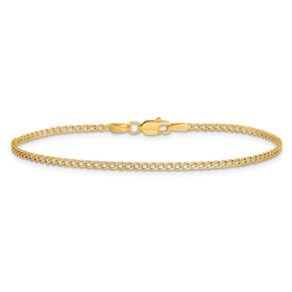 14K Yellow Gold 7 inch 1.85mm Semi-Solid Curb with Lobster Clasp Bracelet