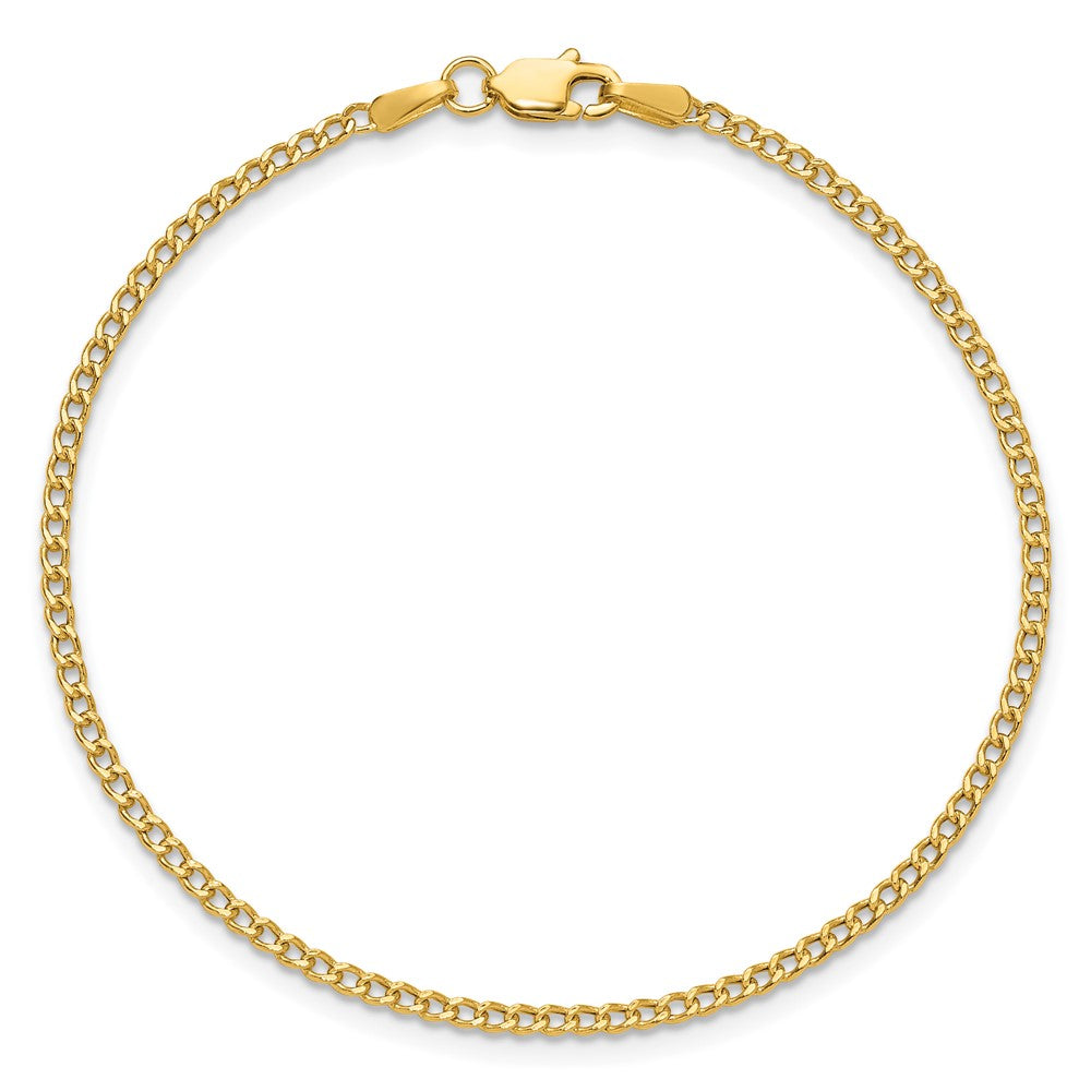 14K Yellow Gold 7 inch 1.85mm Semi-Solid Curb with Lobster Clasp Bracelet