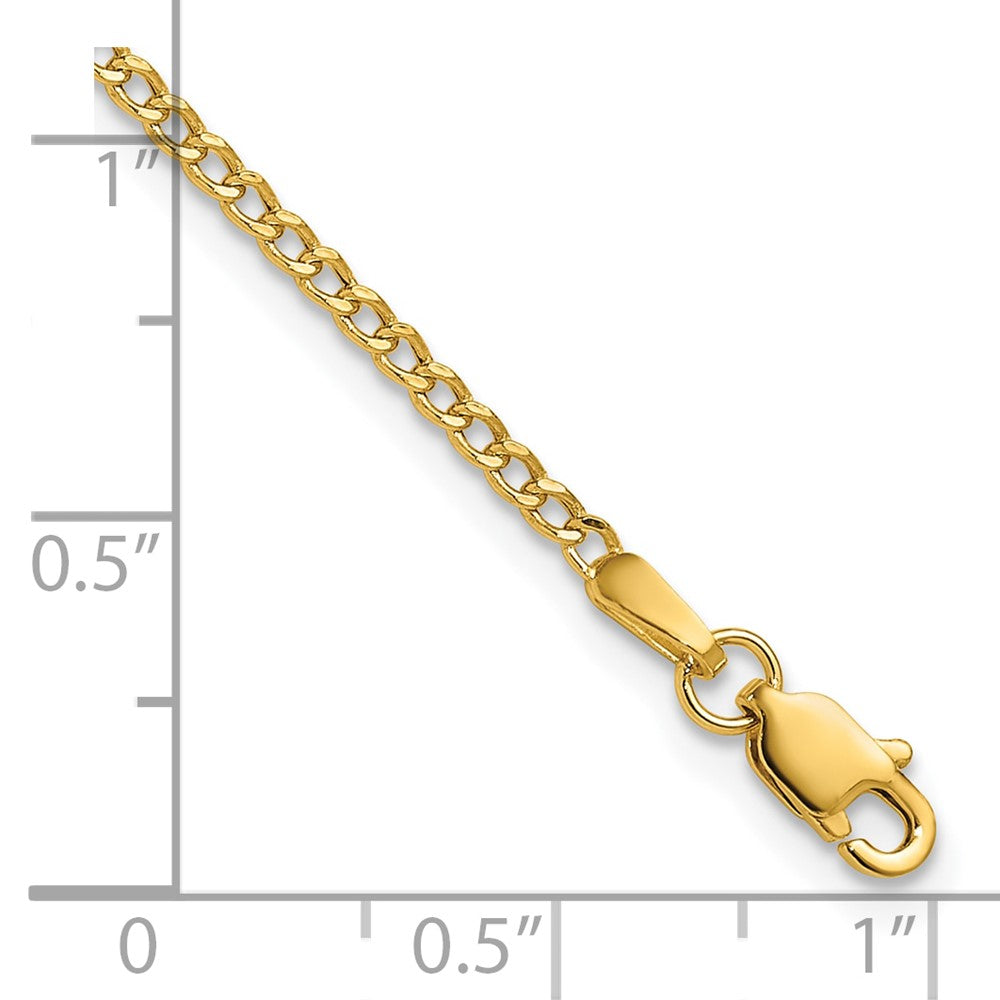 14K Yellow Gold 7 inch 1.85mm Semi-Solid Curb with Lobster Clasp Bracelet