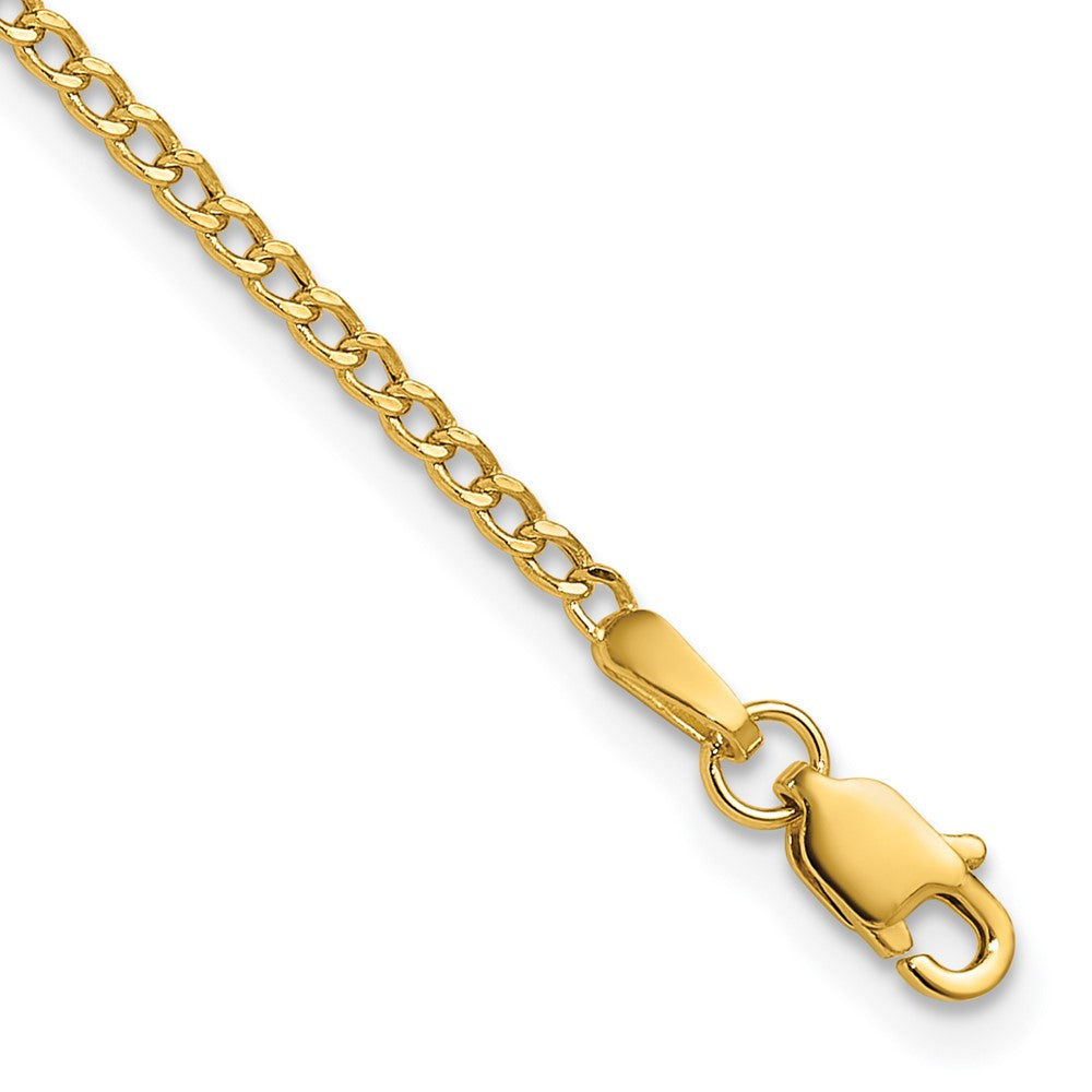 14K Yellow Gold 1.85mm Semi-Solid Curb Chain Bracelet