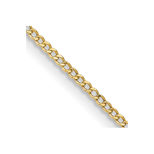 14K Yellow Gold 24 inch 1.85mm Semi-Solid Curb with Lobster Clasp Chain Necklace