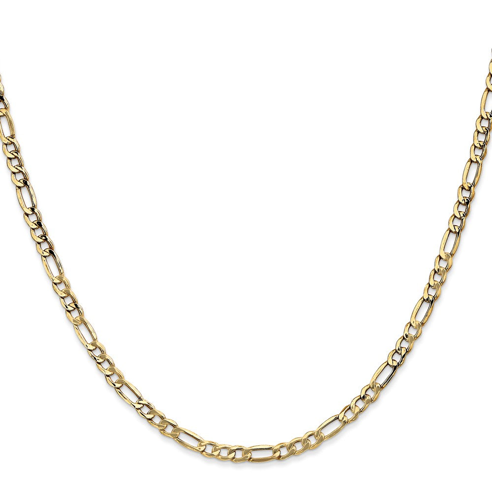 14K Yellow Gold 30 inch 3.5mm Semi-Solid Figaro with Lobster Clasp Chain Necklace