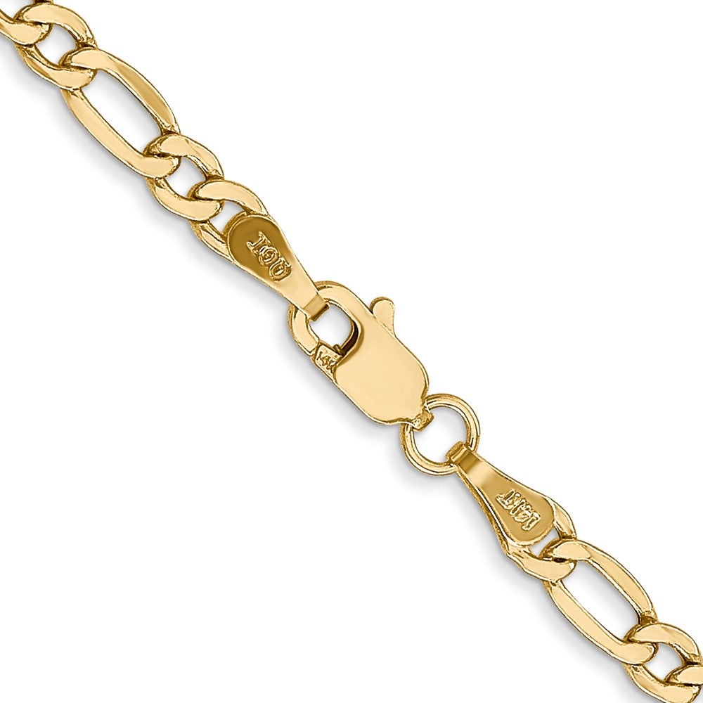 14K Yellow Gold 30 inch 3.5mm Semi-Solid Figaro with Lobster Clasp Chain Necklace