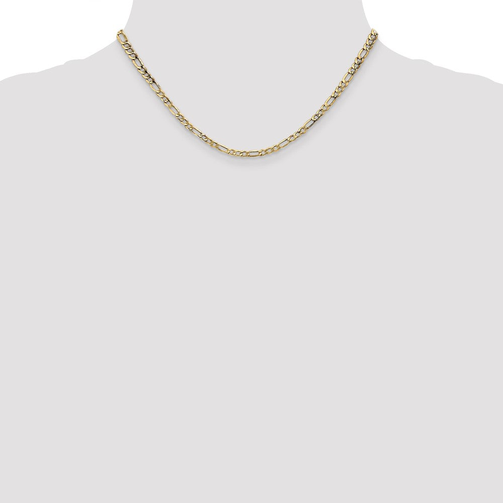 14K Yellow Gold 16 inch 3.5mm Semi-Solid Figaro with Lobster Clasp Chain Necklace