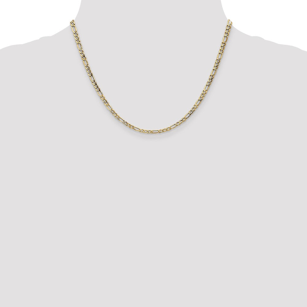 14K Yellow Gold 18 inch 3.5mm Semi-Solid Figaro with Lobster Clasp Chain Necklace