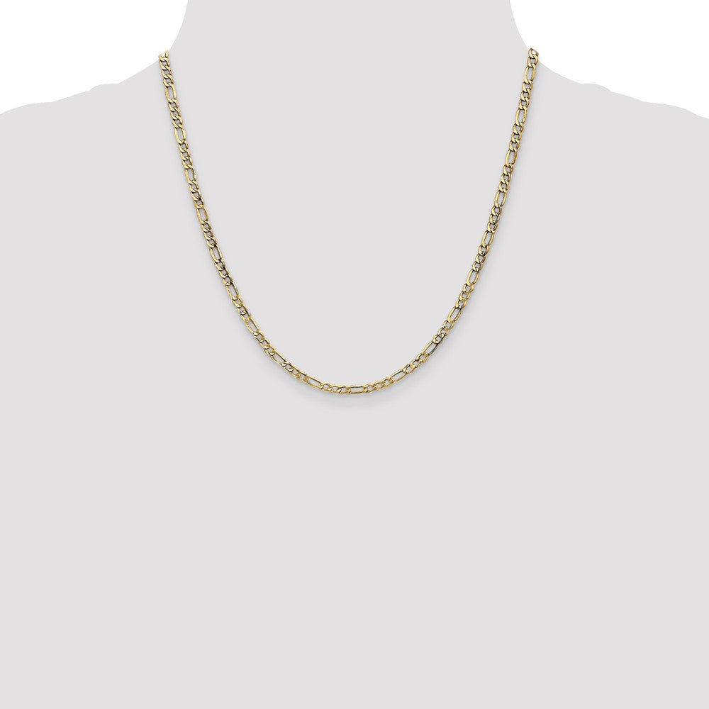 14K Yellow Gold 20 inch 3.5mm Semi-Solid Figaro with Lobster Clasp Chain Necklace