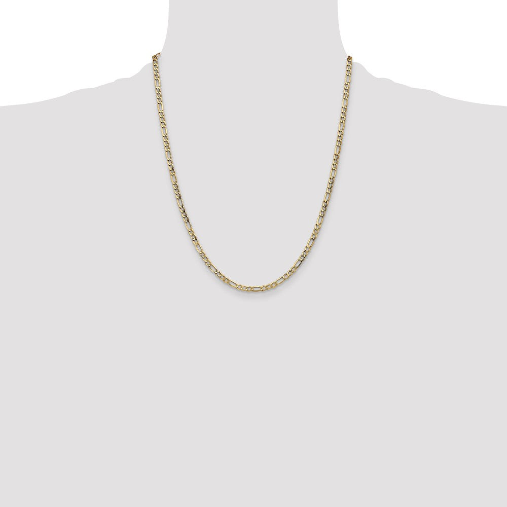 14K Yellow Gold 22 inch 3.5mm Semi-Solid Figaro with Lobster Clasp Chain Necklace