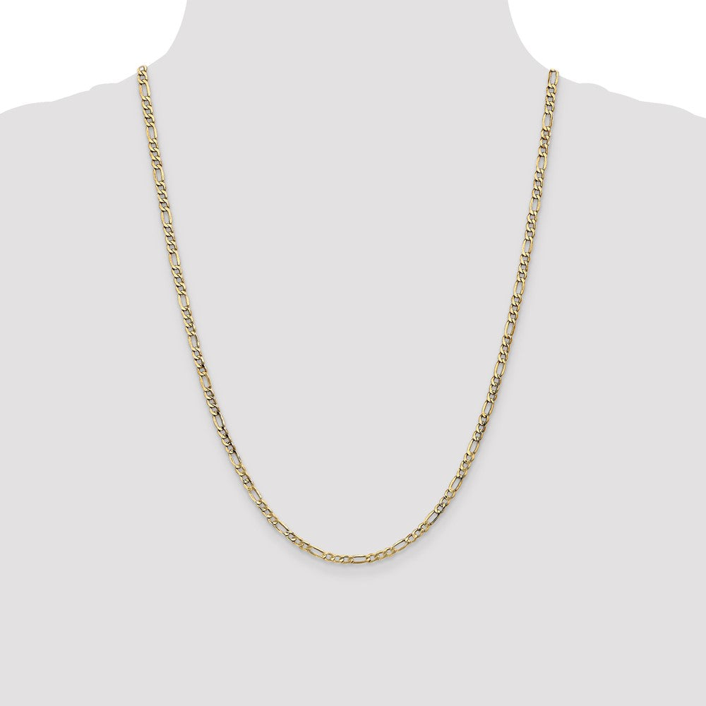 14K Yellow Gold 24 inch 3.5mm Semi-Solid Figaro with Lobster Clasp Chain Necklace