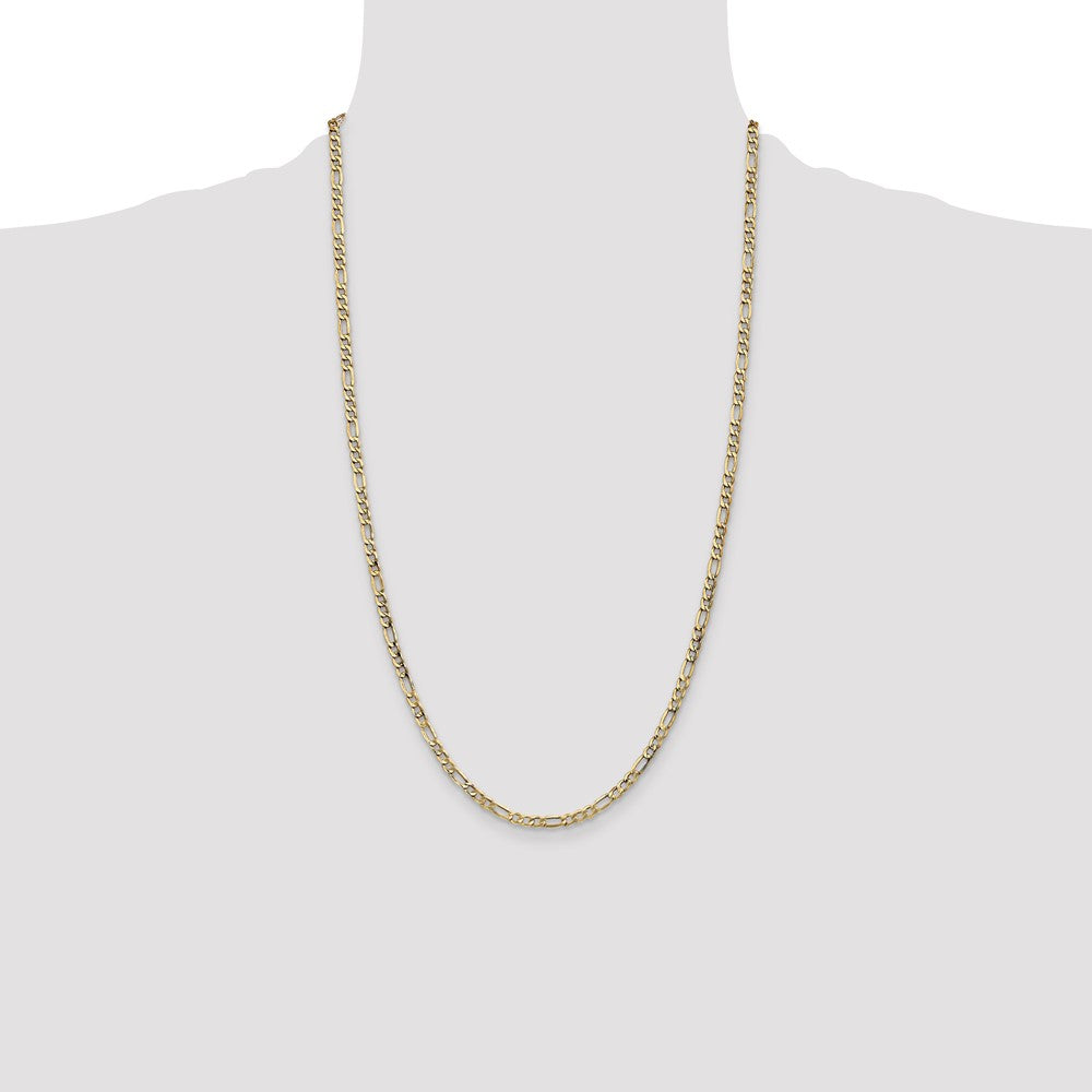 14K Yellow Gold 26 inch 3.5mm Semi-Solid Figaro with Lobster Clasp Chain Necklace