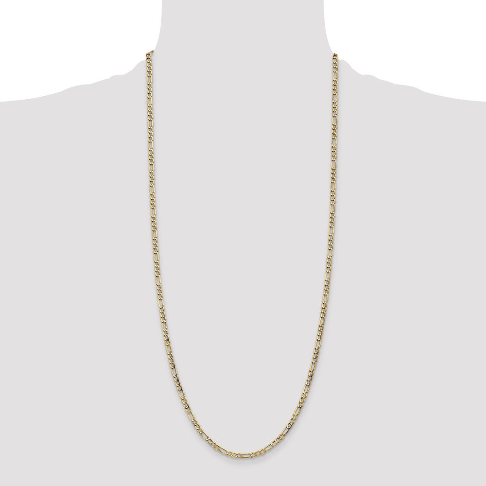 14K Yellow Gold 30 inch 3.5mm Semi-Solid Figaro with Lobster Clasp Chain Necklace