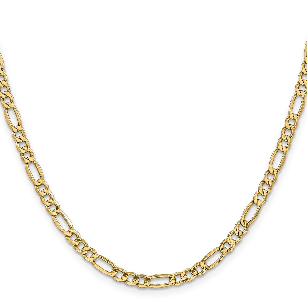 14K Yellow Gold 22 inch 4.2mm Semi-Solid Figaro with Lobster Clasp Chain Necklace