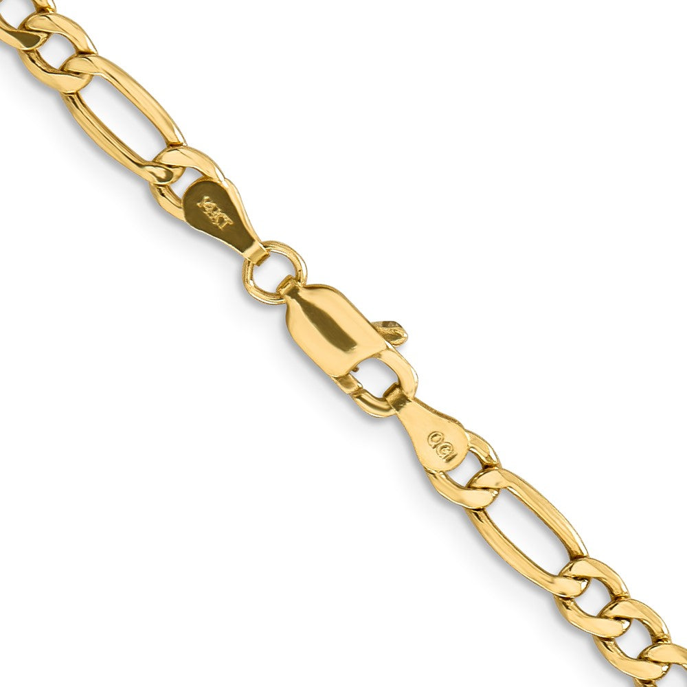 14K Yellow Gold 22 inch 4.2mm Semi-Solid Figaro with Lobster Clasp Chain Necklace