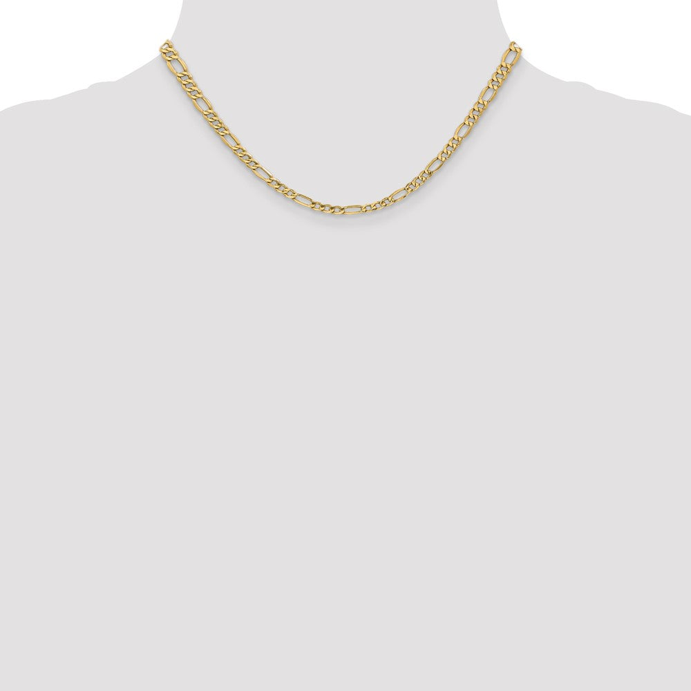 14K Yellow Gold 16 inch 4.2mm Semi-Solid Figaro with Lobster Clasp Chain Necklace