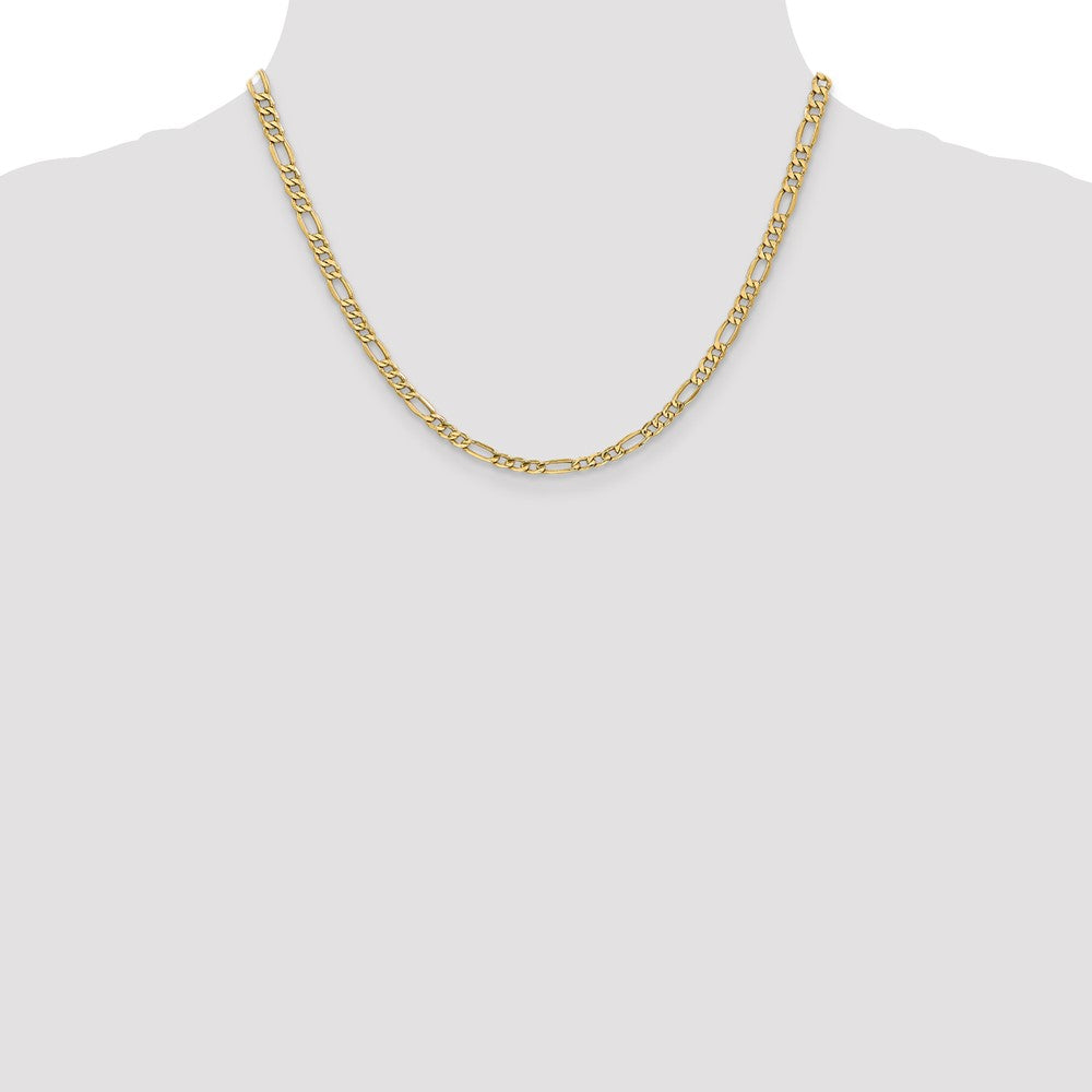 14K Yellow Gold 18 inch 4.2mm Semi-Solid Figaro with Lobster Clasp Chain Necklace