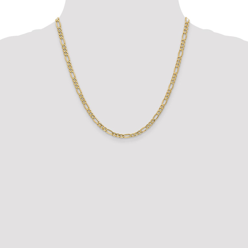 14K Yellow Gold 20 inch 4.2mm Semi-Solid Figaro with Lobster Clasp Chain Necklace