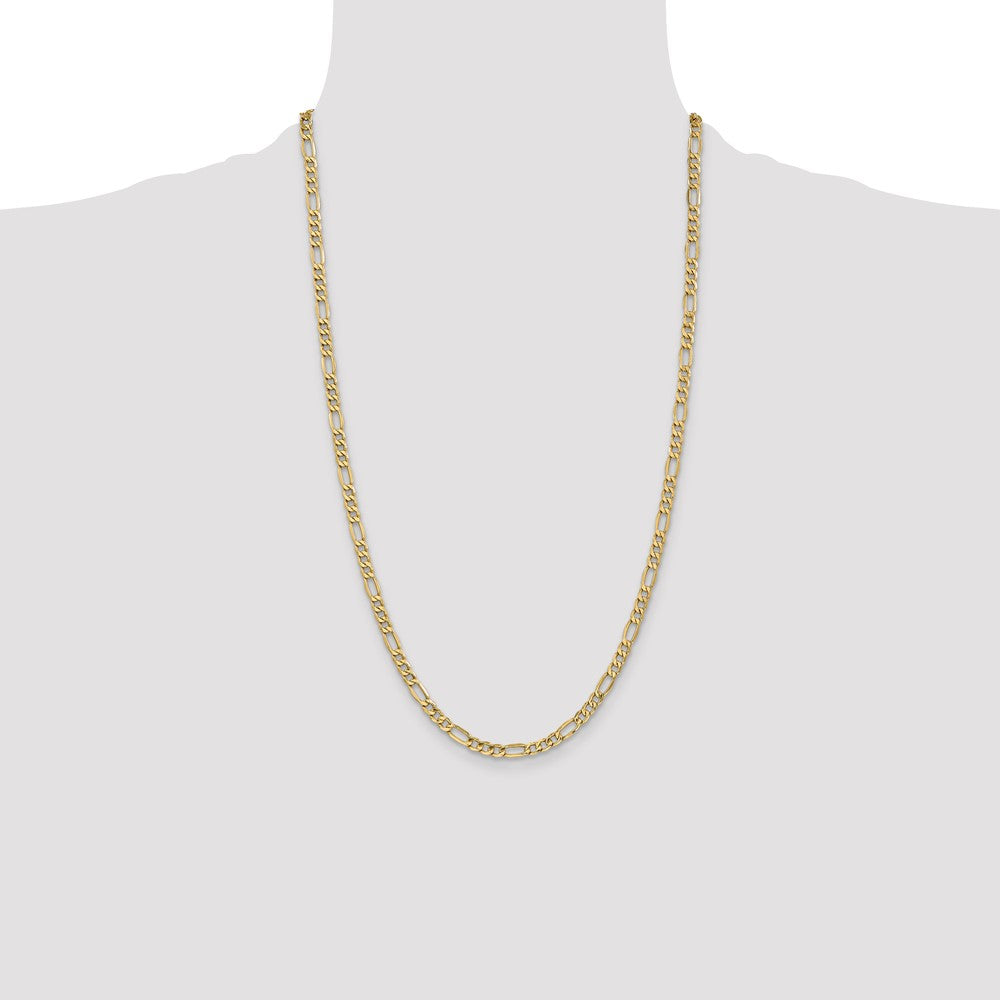 14K Yellow Gold 26 inch 4.2mm Semi-Solid Figaro with Lobster Clasp Chain Necklace