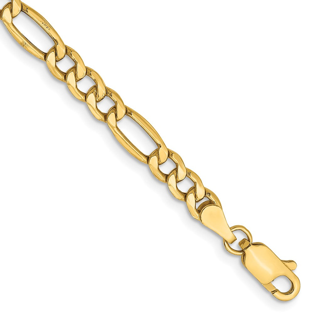 14K Yellow Gold 8 inch 4.2mm Semi-Solid Figaro with Lobster Clasp Bracelet