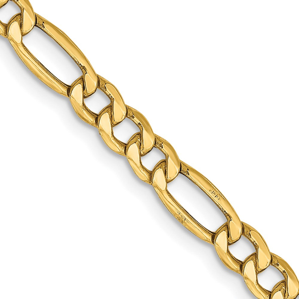 14K Yellow Gold 18 inch 4.2mm Semi-Solid Figaro with Lobster Clasp Chain Necklace