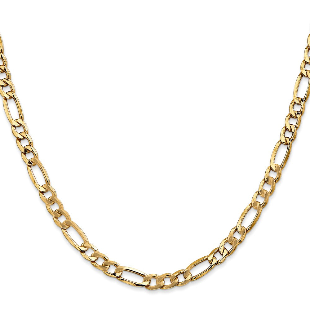 14K Yellow Gold 26 inch 5.75mm Semi-Solid Figaro with Lobster Clasp Chain Necklace