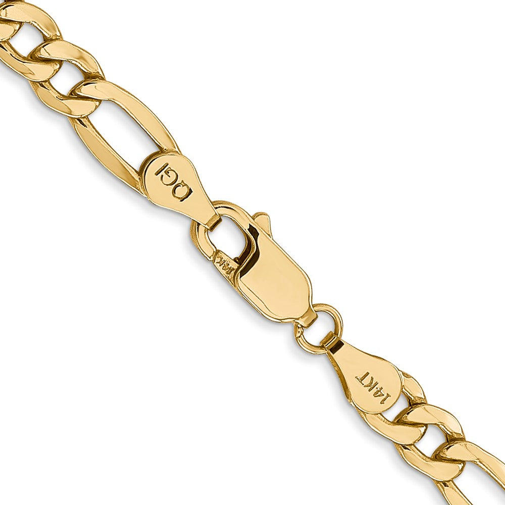 14K Yellow Gold 26 inch 5.75mm Semi-Solid Figaro with Lobster Clasp Chain Necklace