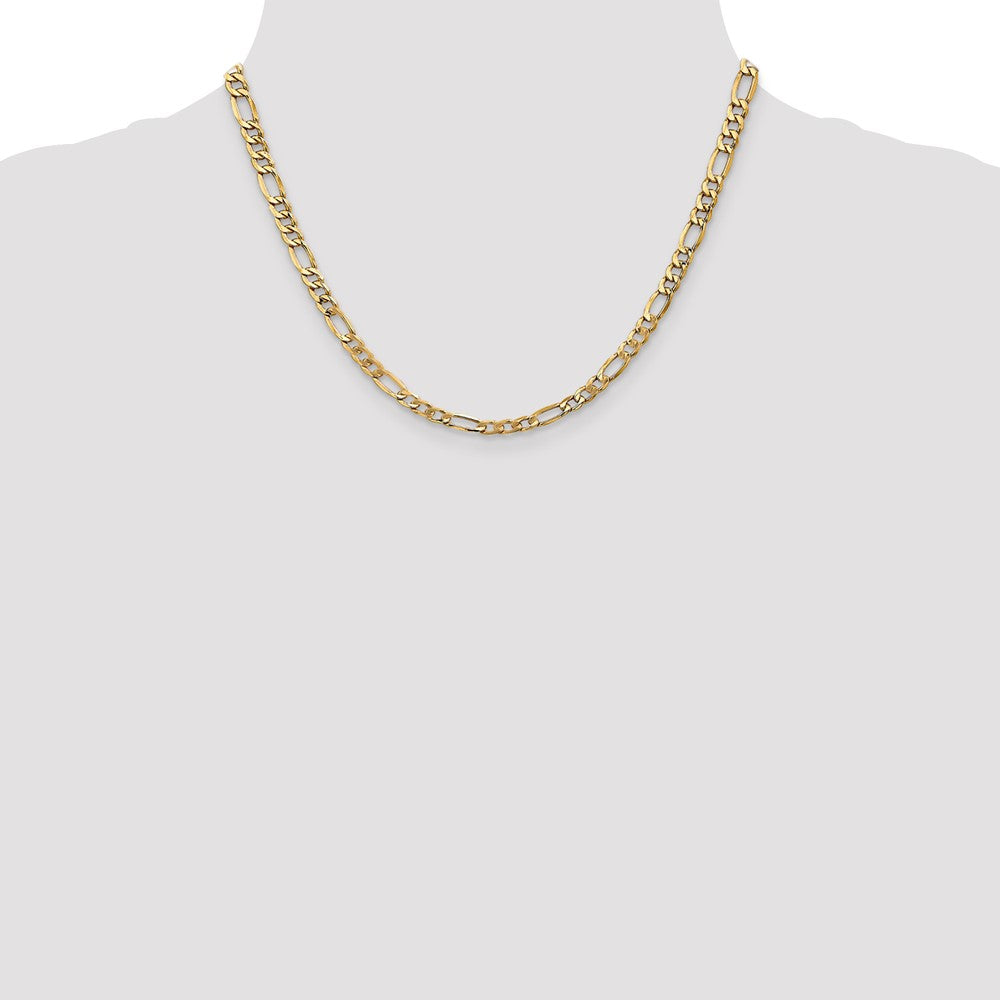 14K Yellow Gold 18 inch 5.75mm Semi-Solid Figaro with Lobster Clasp Chain Necklace