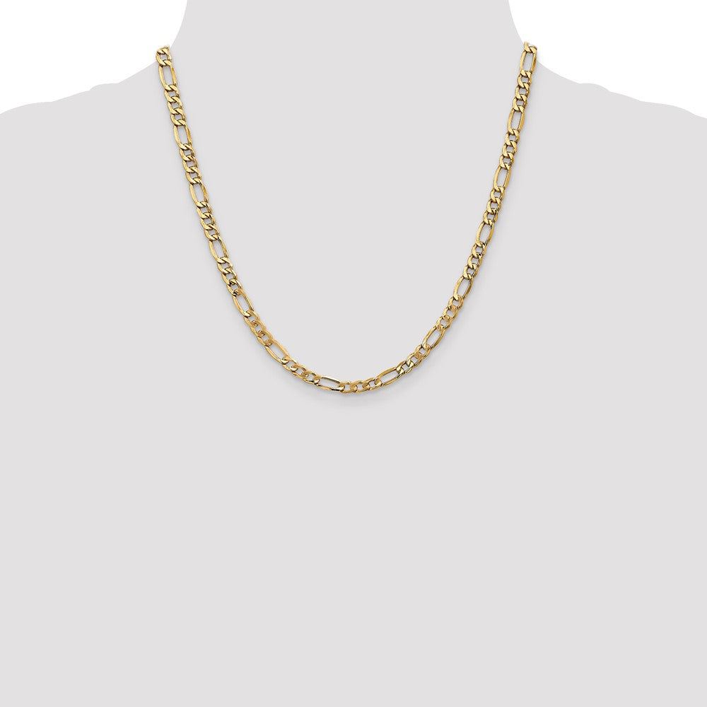 14K Yellow Gold 20 inch 5.75mm Semi-Solid Figaro with Lobster Clasp Chain Necklace