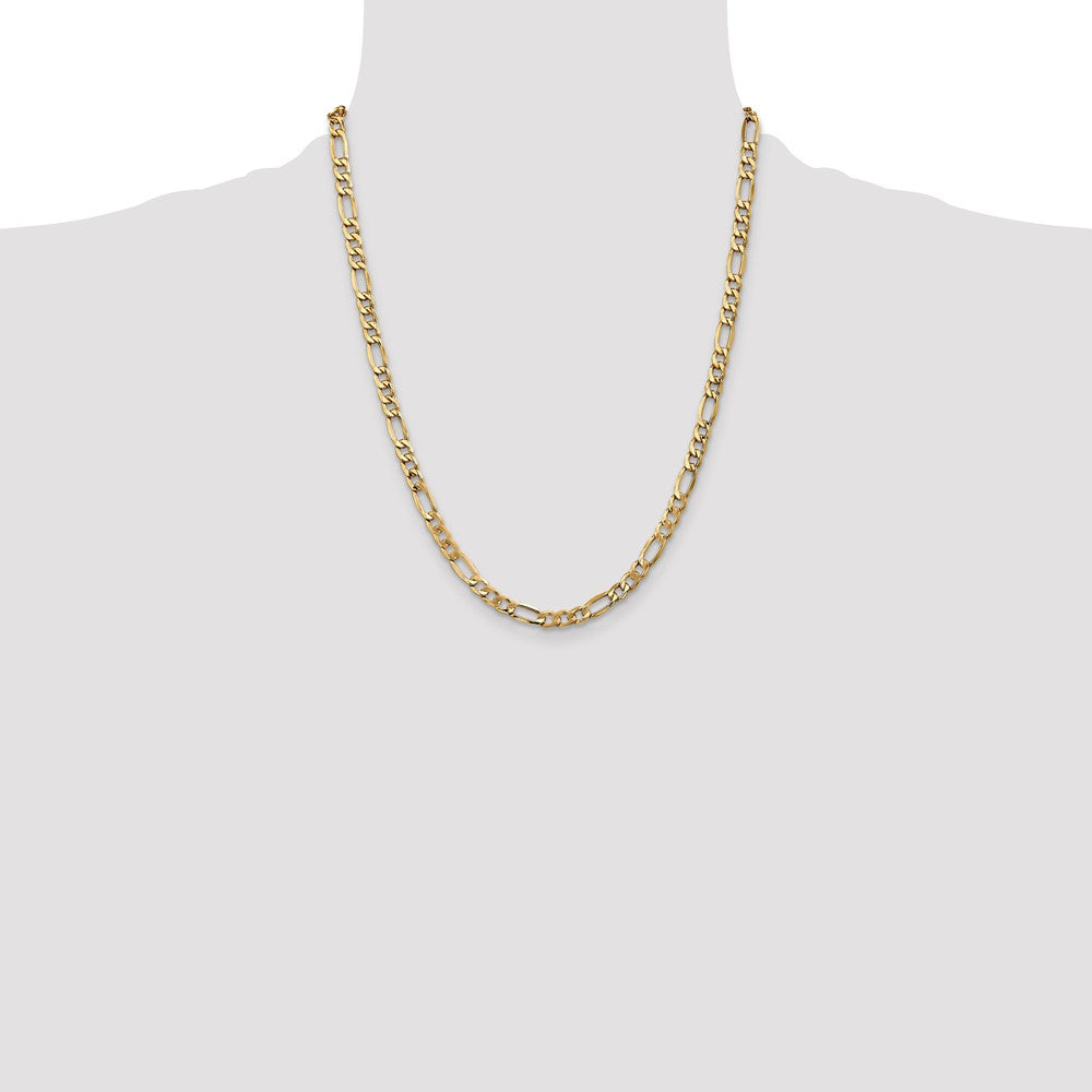 14K Yellow Gold 22 inch 5.75mm Semi-Solid Figaro with Lobster Clasp Chain Necklace