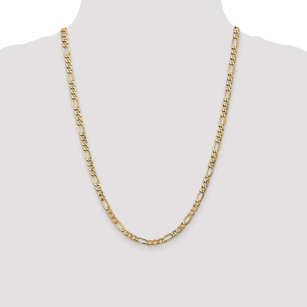 14K Yellow Gold 24 inch 5.75mm Semi-Solid Figaro with Lobster Clasp Chain Necklace