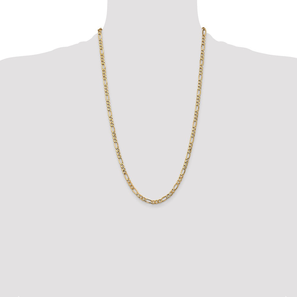 14K Yellow Gold 26 inch 5.75mm Semi-Solid Figaro with Lobster Clasp Chain Necklace