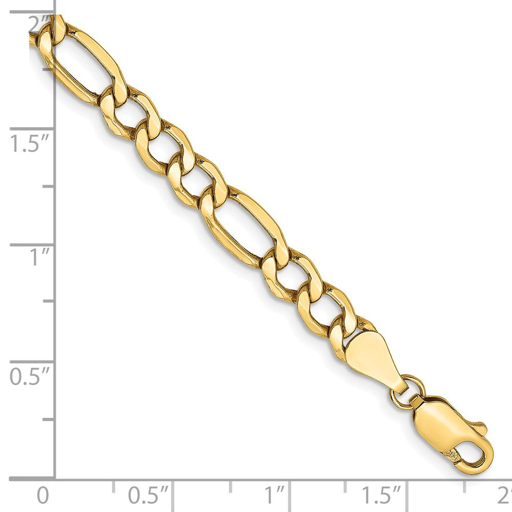 14K Yellow Gold 9 inch 5.75mm Semi-Solid Figaro with Lobster Clasp Chain Bracelet