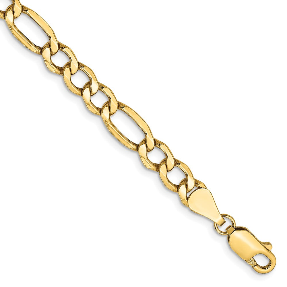 14K Yellow Gold 8 inch 5.75mm Semi-Solid Figaro with Lobster Clasp Bracelet