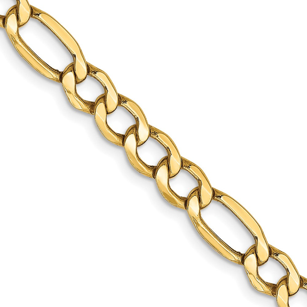 14K Yellow Gold 24 inch 5.75mm Semi-Solid Figaro with Lobster Clasp Chain Necklace