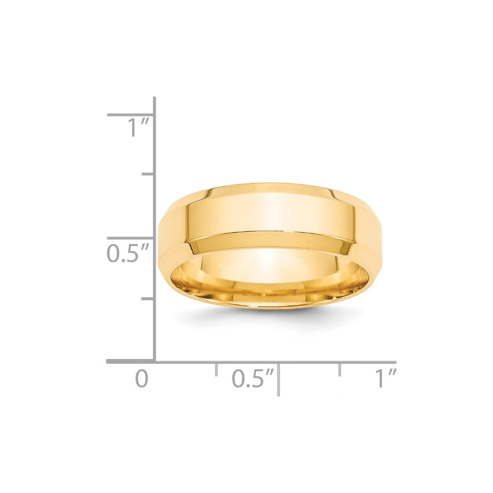 Solid 18K Yellow Gold 7mm Bevel Edge Comfort Fit Men's/Women's Wedding Band Ring Size 4