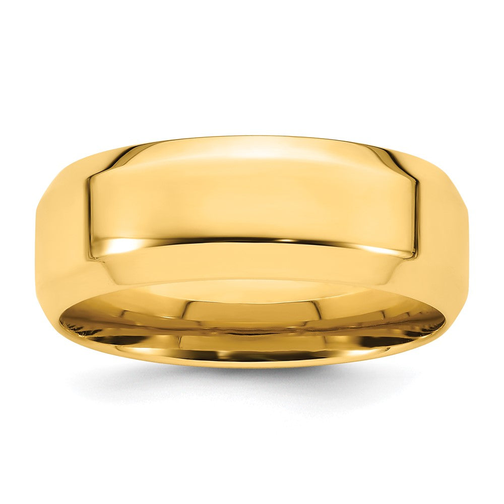 Solid 14K Yellow Gold 8mm Bevel Edge Comfort Fit Men's/Women's Wedding Band Ring Size 10.5