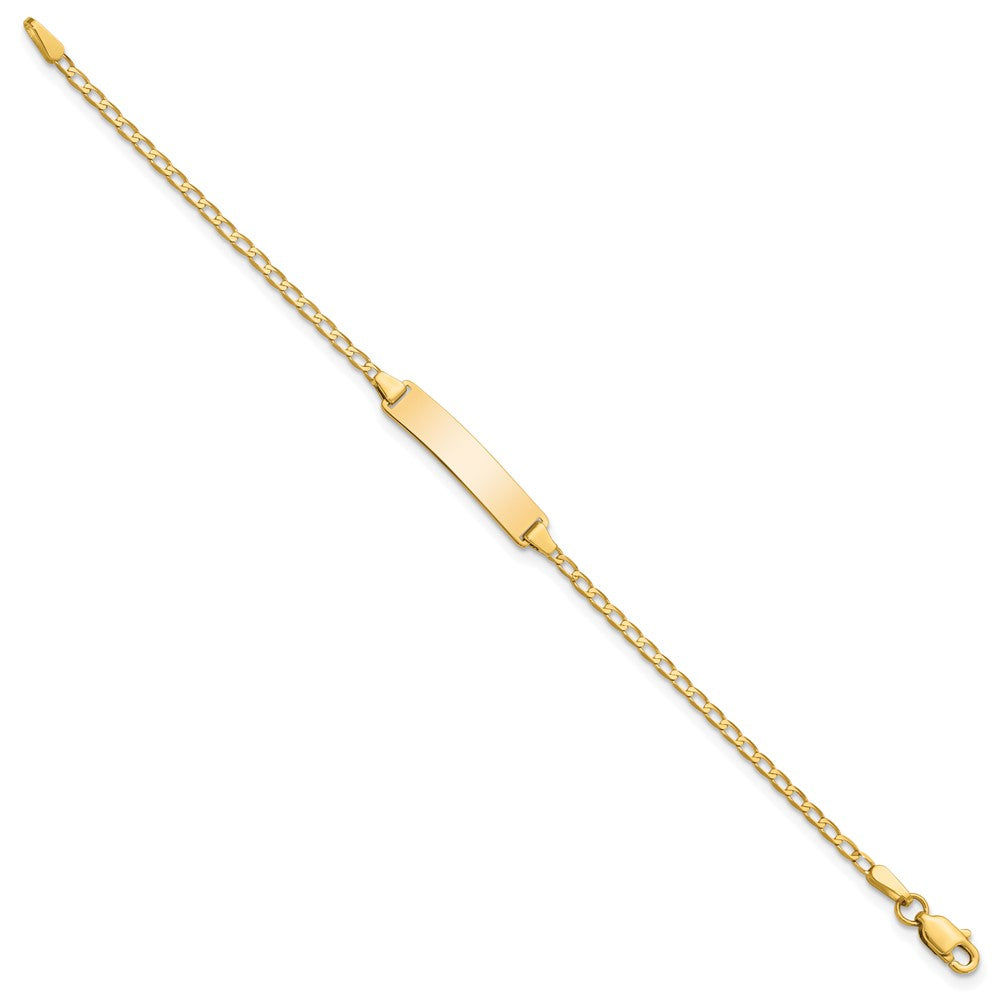 Solid 14K Yellow Gold Flat Curb Link ID Bracelet