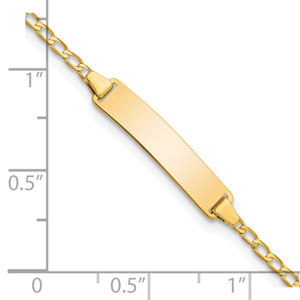 Solid 14K Yellow Gold Flat Curb Link ID Bracelet