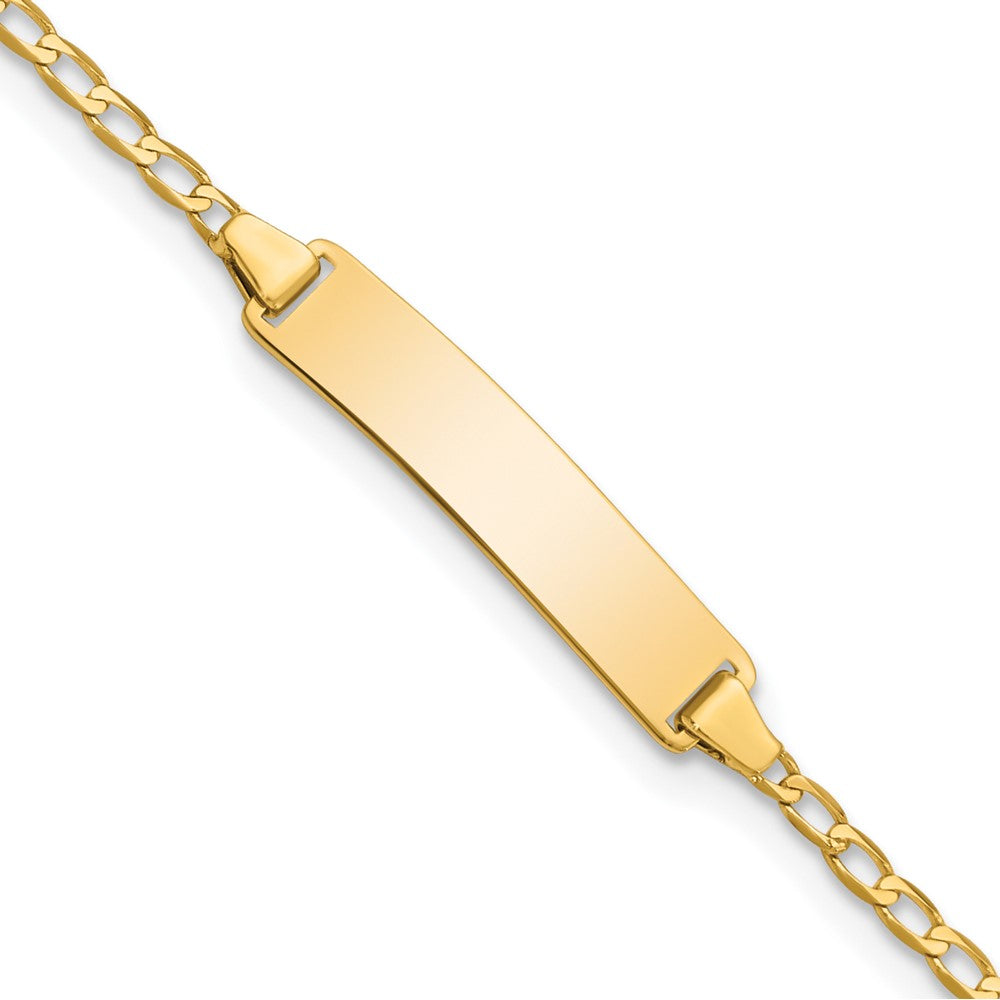 Solid 14K Yellow Gold Flat Curb Link ID Bracelet