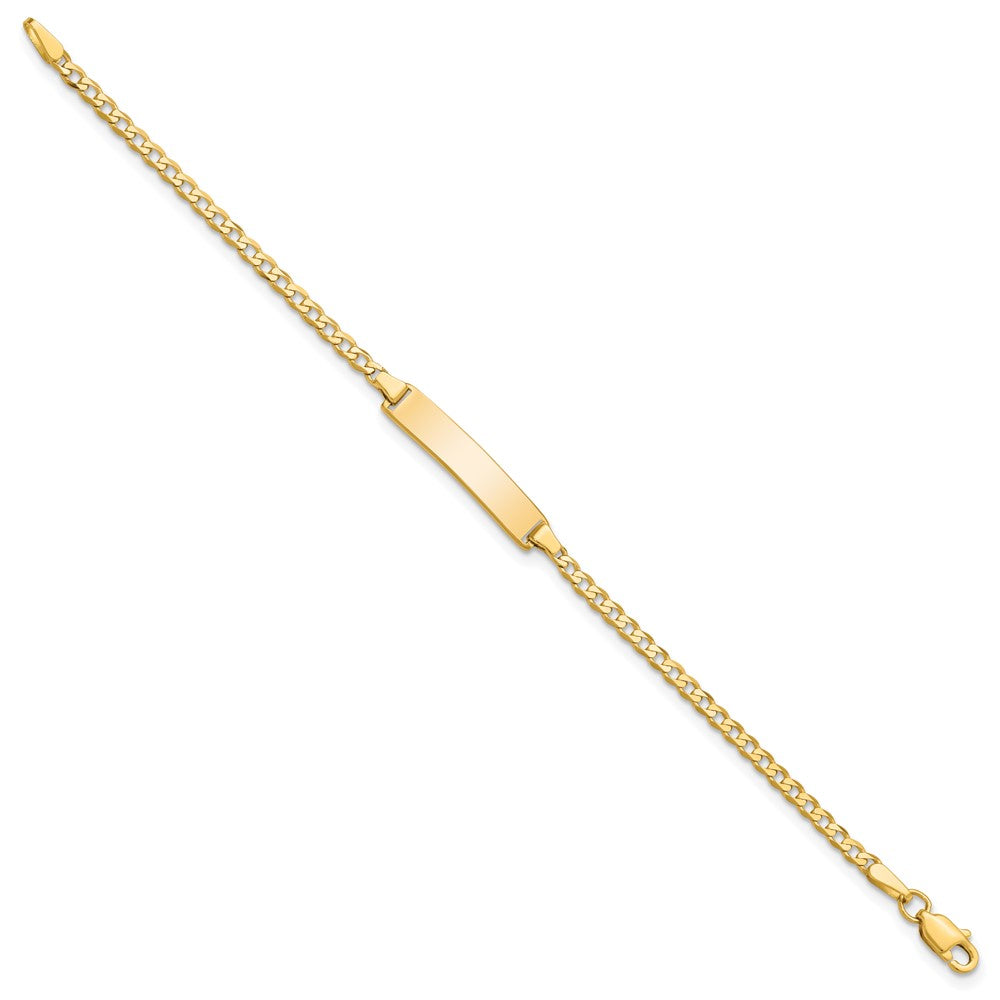 Solid 14K Yellow Gold Flat Curb Link ID Bracelet