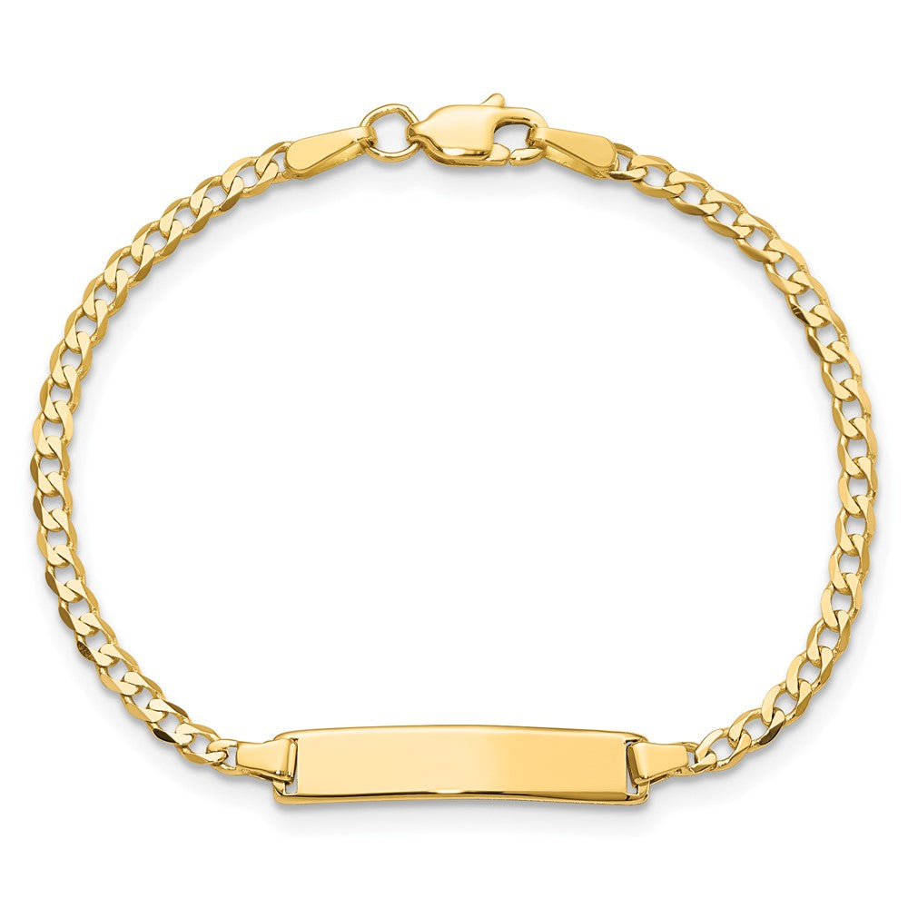 Solid 14K Yellow Gold Flat Curb Link ID Bracelet