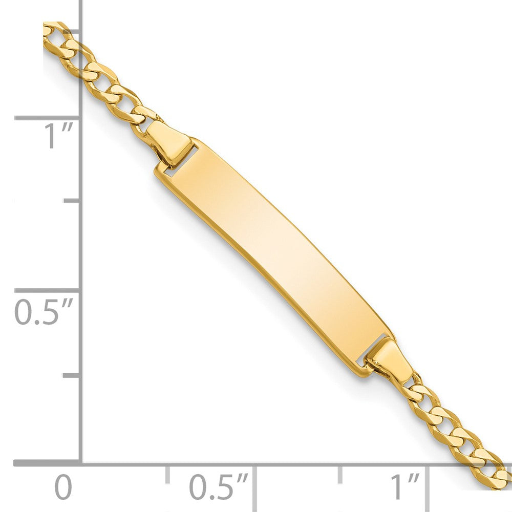 Solid 14K Yellow Gold Flat Curb Link ID Bracelet