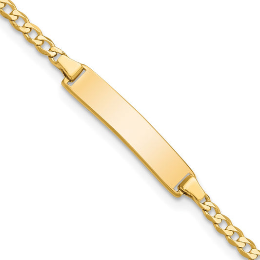 Solid 14K Yellow Gold Flat Curb Link ID Bracelet