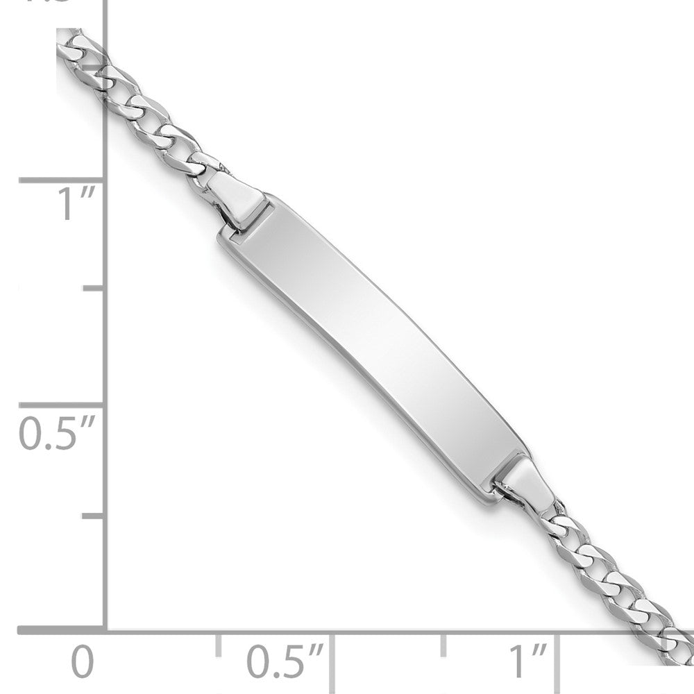 Solid 14K White Gold Flat Curb Link ID Bracelet