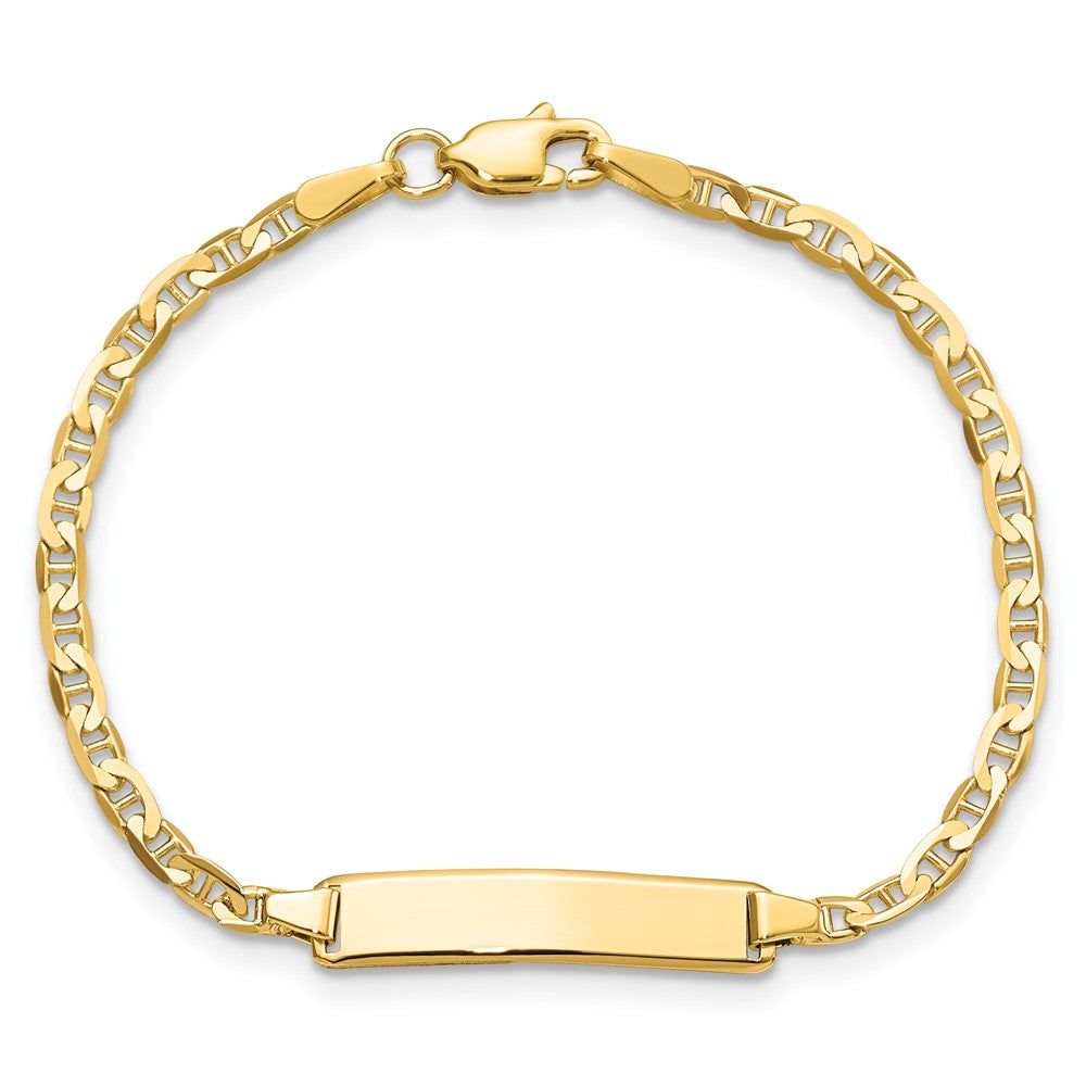 Solid 14K Yellow Gold Flat Anchor Link ID Bracelet