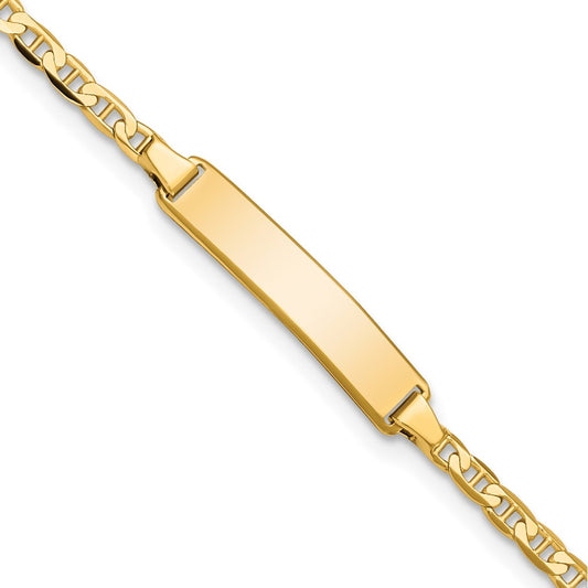 Solid 14K Yellow Gold Flat Anchor Link ID Bracelet