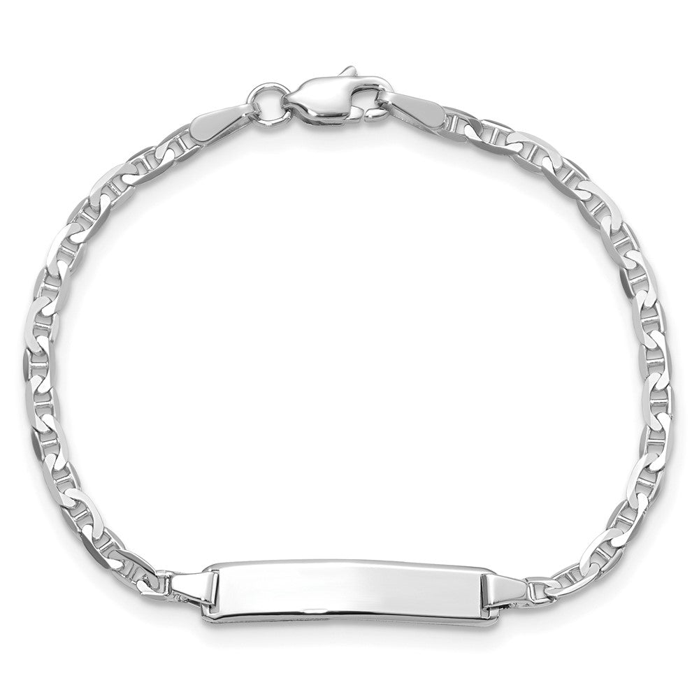 Solid 14K White Gold Anchor Link ID Bracelet