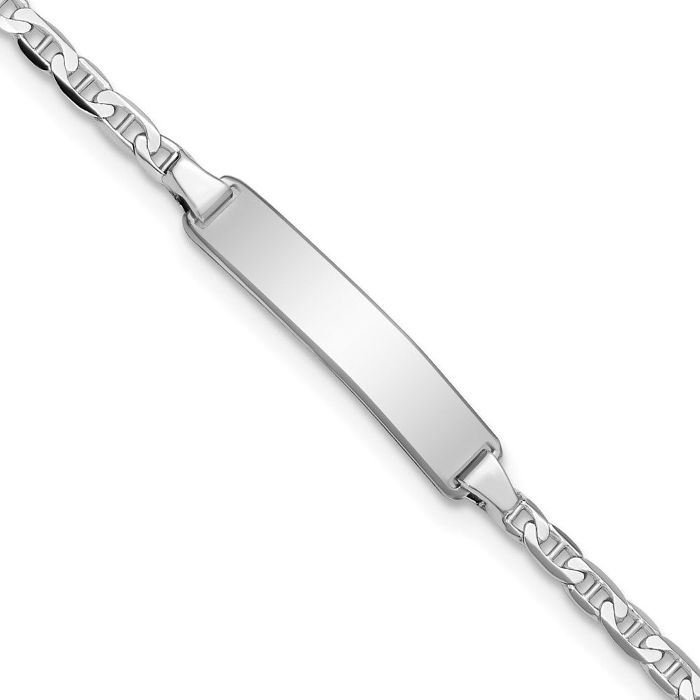 Solid 14K White Gold Anchor Link ID Bracelet